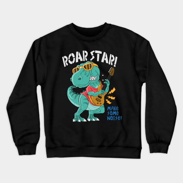 cool dinosaur rock star Crewneck Sweatshirt by Tshirt lover 1